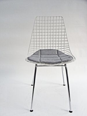 Wire Chairs in Chrome and White Steel Mesh, Set of 4-EP-1778047