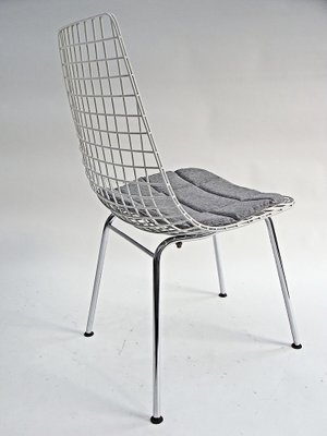 Wire Chairs in Chrome and White Steel Mesh, Set of 4-EP-1778047