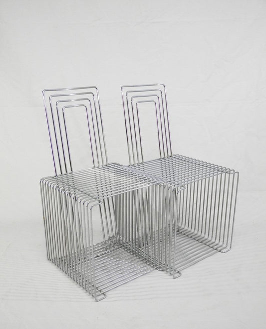 Wire Cube Chairs with Insertable Backrests attributed to Verner Panton, 1970s, Set of 2