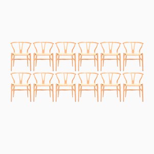 Wishbone Chairs in Patinated Oak by Hans Wegner for Carl Hansen & Søn, 1960s, Set of 12-FK-1048810