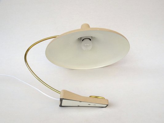 Witch's Hat Table Lamp in Brass with Dark Beige Shrink Varnish, Germany, 1950s-EY-980569