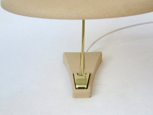 Witch's Hat Table Lamp in Brass with Dark Beige Shrink Varnish, Germany, 1950s-EY-980569