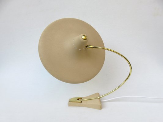 Witch's Hat Table Lamp in Brass with Dark Beige Shrink Varnish, Germany, 1950s-EY-980569