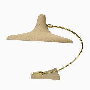 Witch's Hat Table Lamp in Brass with Dark Beige Shrink Varnish, Germany, 1950s-EY-980569