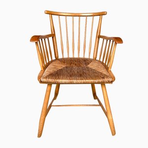 WKS 7 Armchair with Wickerwork Seat by Arno Lambrecht for Wk Möbel, Germany, 1950s-JP-1779460