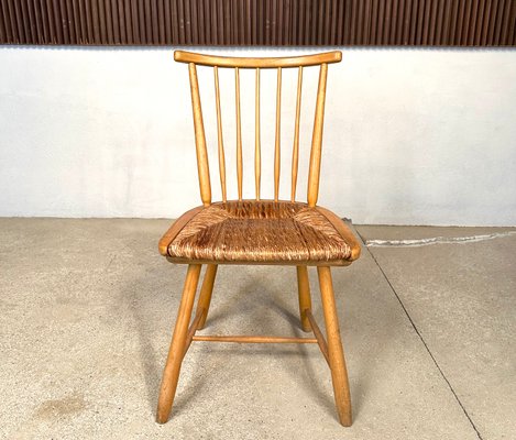 WKS Side Chair with Wickerwork Seat by Arno Lambrecht for Wk Möbel, Germany, 1950s-JP-1778631