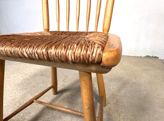 WKS Side Chair with Wickerwork Seat by Arno Lambrecht for Wk Möbel, Germany, 1950s-JP-1778631