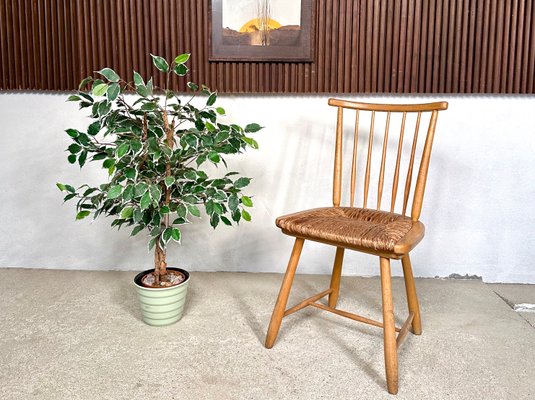 WKS Side Chair with Wickerwork Seat by Arno Lambrecht for Wk Möbel, Germany, 1950s-JP-1778631