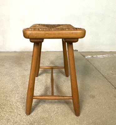 WKS Stool with Wickerwork Seat by Arno Lambrecht for Wk Möbel, Germany, 1950s-JP-1779538