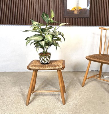 WKS Stool with Wickerwork Seat by Arno Lambrecht for Wk Möbel, Germany, 1950s-JP-1779538