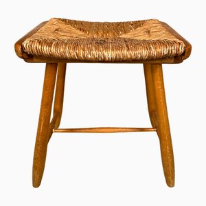 WKS Stool with Wickerwork Seat by Arno Lambrecht for Wk Möbel, Germany, 1950s-JP-1779547