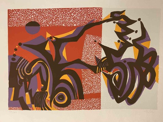 Wladimiro Tulli, Carnivalesque Composition, Screen Print, 1970s-ZCI-1760344