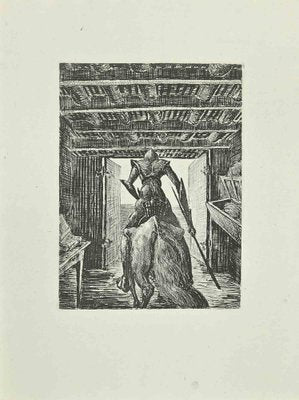 Wladyslaw Jahl, Don Quixote Leaves the Stable on his Horse, Etching, 1951-ZCI-2029334