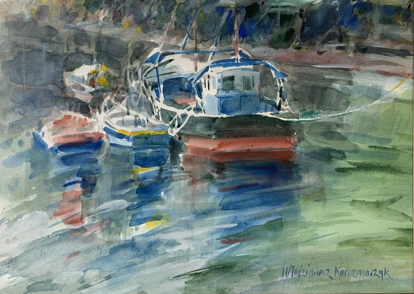 Włodzimierz Karczmarzyk, Honfleur (France), 2000, Watercolor