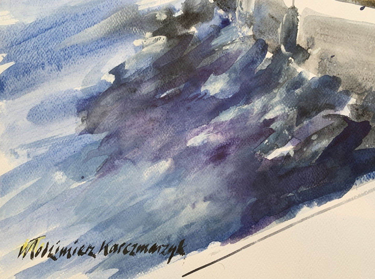 Włodzimierz Karczmarzyk, Sopot, Motorboats by the Pier, 2010, Watercolor