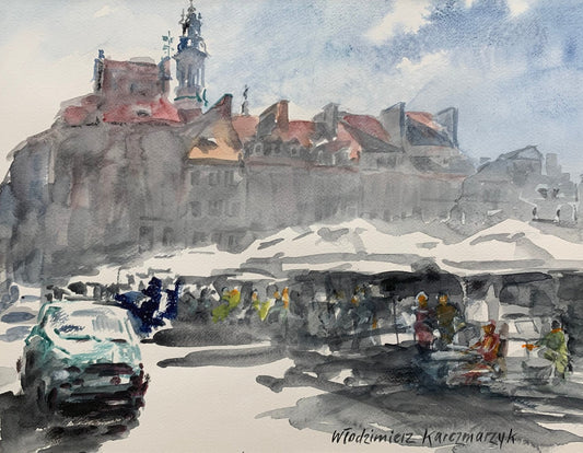 Włodzimierz Karczmarzyk, Warsaw: The Old Town Square, Watercolor on Paper, 2011