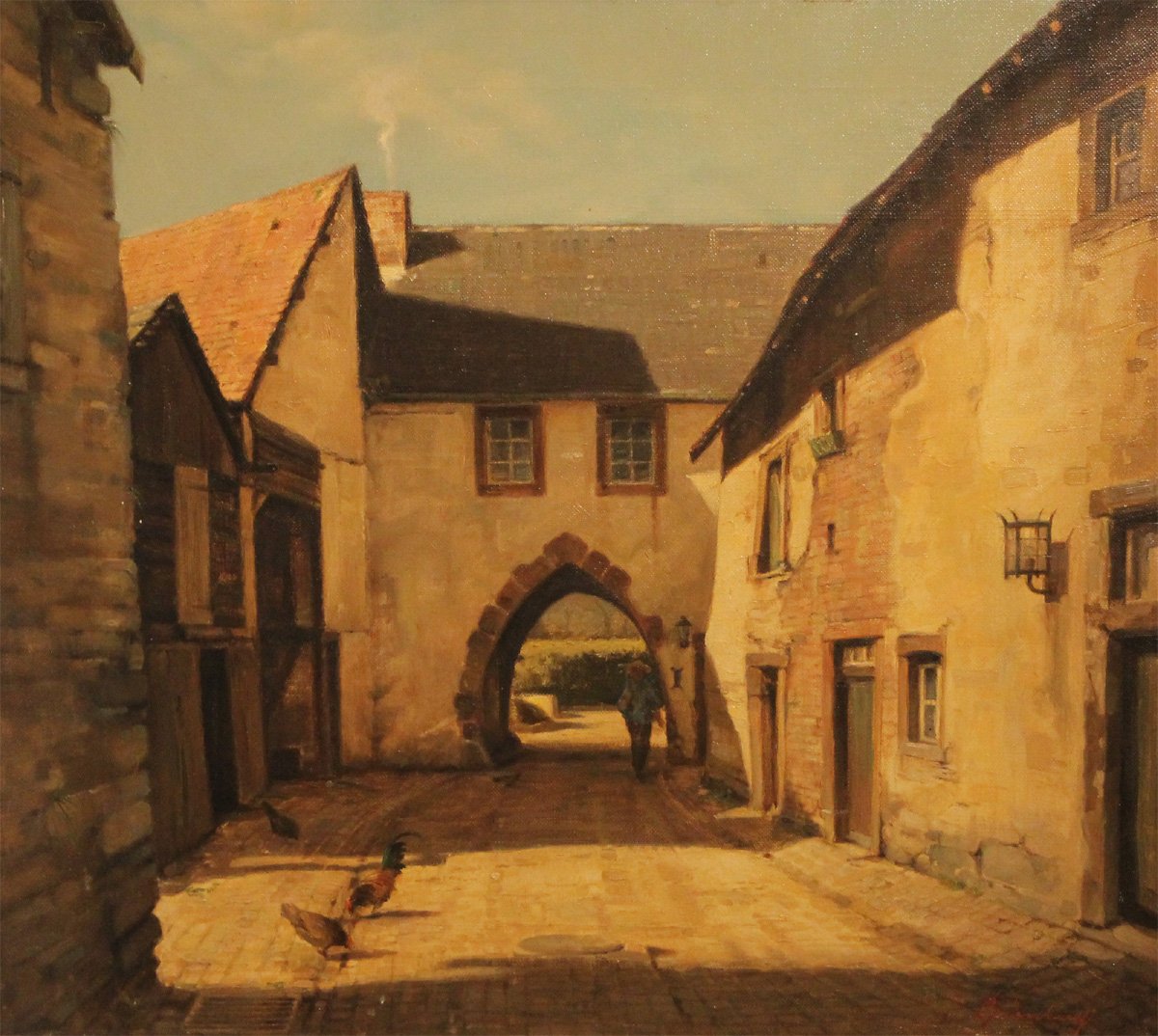 Wolfgang Grünberg, North Gate in Kronenburg, Mid-20th Century, Oil on Canvas, Framed