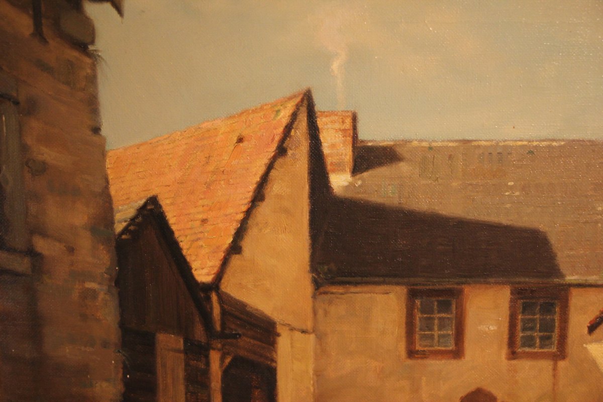 Wolfgang Grünberg, North Gate in Kronenburg, Mid-20th Century, Oil on Canvas, Framed