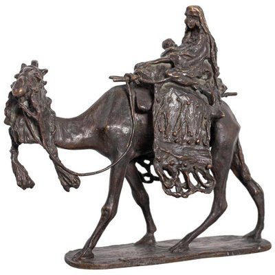 Woman and Child on Camel Sculpture in Bronze by Ernesto Bazzaro, 1900s-RCE-1100001