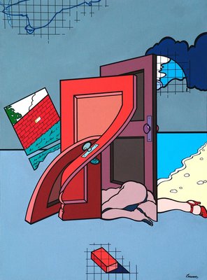 Woman/Doors - Acrylic on Canvas by J. Carruana - 1977-ZCI-756414