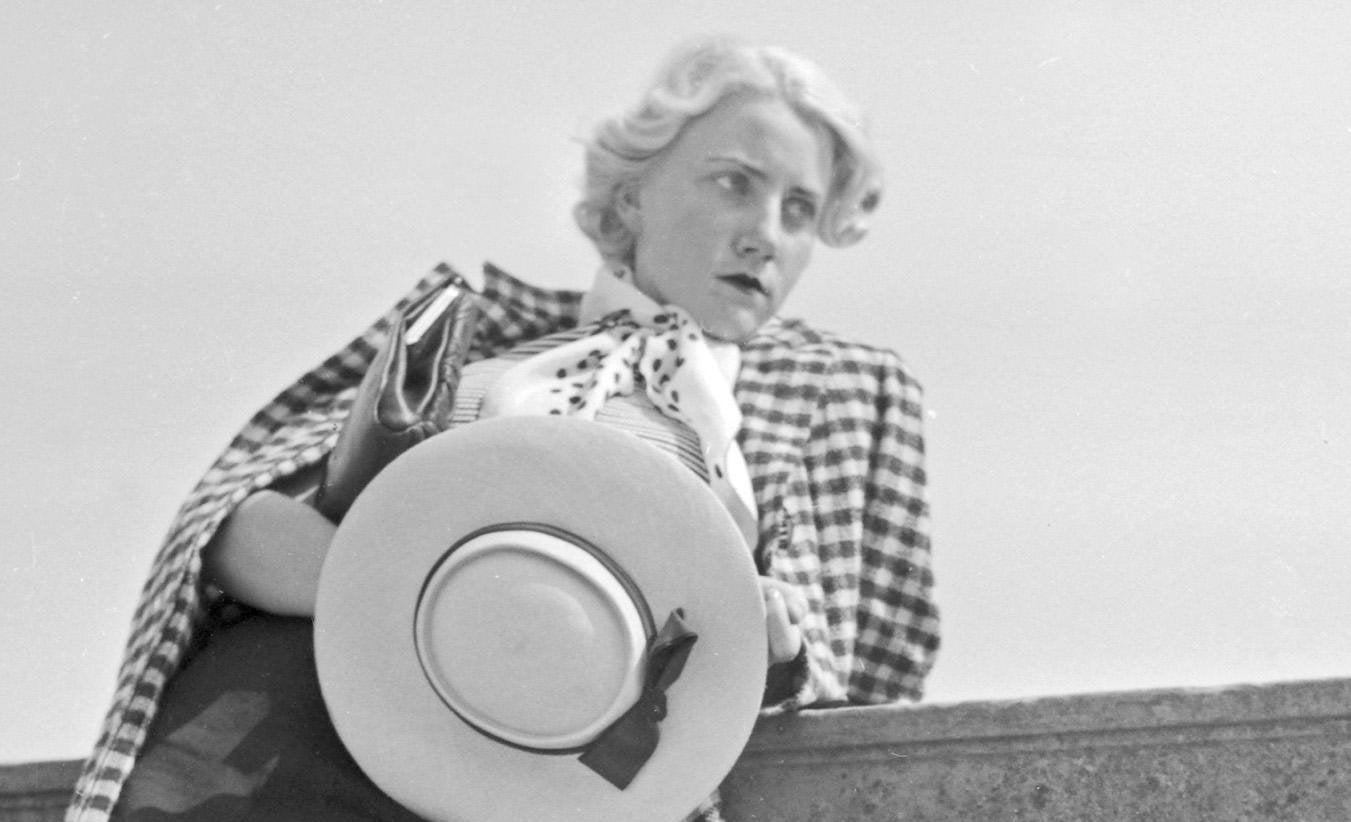 Woman Leaning on Balcony Solitude Castle, Stuttgart Germany, 1935