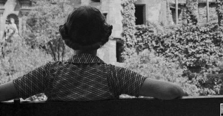 Woman on Bench in Front of Heidelberg Castle, Germany 1936, Printed 2021-DYV-990676