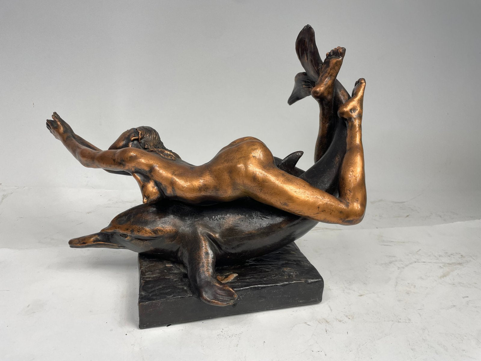 Woman on Dolphin, 1981, Copper & Pewter