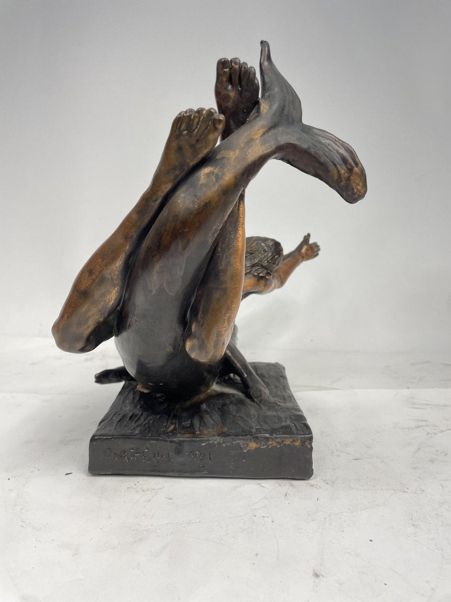 Woman on Dolphin, 1981, Copper & Pewter