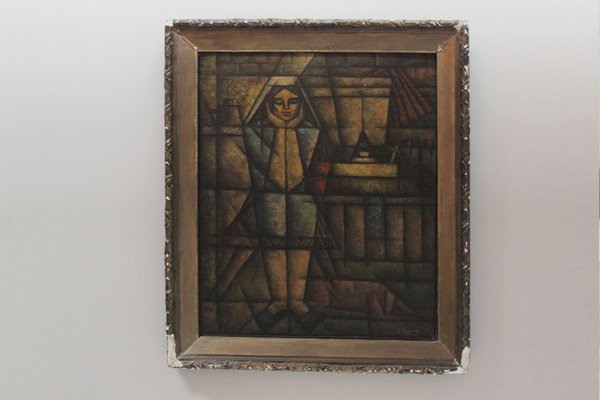 Woman Thinking, Oil on Canvas, Framed-IJR-1240264