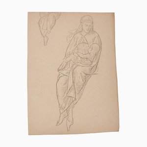 Woman with a Child - Original Drawing in Pencil - Early 20th Century Early 20th Century-ZCI-758481