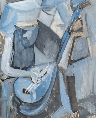 Woman With a Mandolin, 20th Century, Oil on Paper-WFS-903976