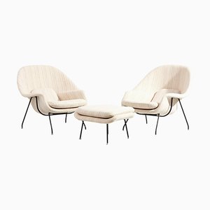 Womb Chairs and Ottoman by Eero Saarinen for Knoll, Usa, 1960s, Set of 2-SFD-1323290