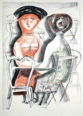 Women at the Table - Original Lithograph by Massimo Campigli - 1952 1952-ZCI-759295