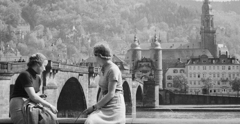 Women, Dog at Neckar Heiliggeist Church Heidelberg, Germany 1936, Printed 2021-DYV-990664