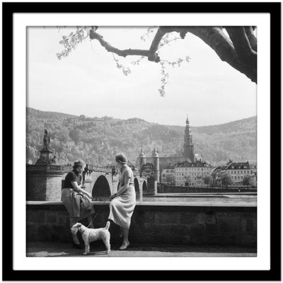 Women, Dog at Neckar Heiliggeist Church Heidelberg, Germany 1936, Printed 2021-DYV-990664