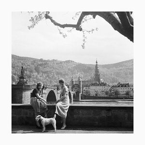 Women, Dog at Neckar Heiliggeist Church Heidelberg, Germany 1936, Printed 2021-DYV-990664