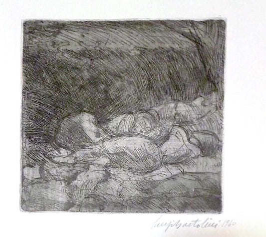 Women Sleeping - Original Etching by Luigi Bartolini - 1940 1940