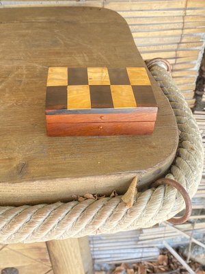 Wood and Brass Jewelry Box with Geometrical Inlays, France, 1970s-UR-1342406