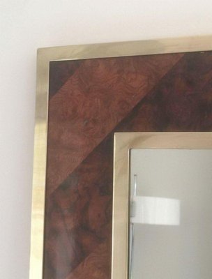 Wood and Brass Marquetry Mirror-BA-1365614