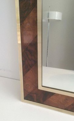 Wood and Brass Marquetry Mirror-BA-1365614