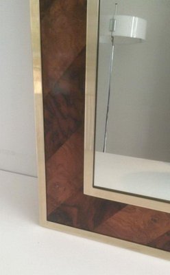 Wood and Brass Marquetry Mirror-BA-1365614