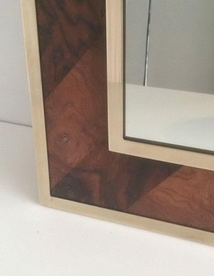 Wood and Brass Marquetry Mirror-BA-1365614