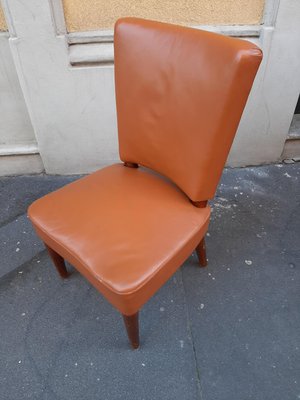 Wood and Brown Leather Dining Chair by Osvaldo Borsani for Atelier Borsani Varedo, 1930s-OHK-860791