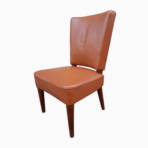 Wood and Brown Leather Dining Chair by Osvaldo Borsani for Atelier Borsani Varedo, 1930s-OHK-860791