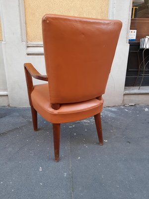 Wood and Brown Leather Lounge Chair by Osvaldo Borsani for Atelier Borsani Varedo, 1930s-OHK-860793