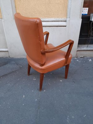 Wood and Brown Leather Lounge Chair by Osvaldo Borsani for Atelier Borsani Varedo, 1930s-OHK-860793