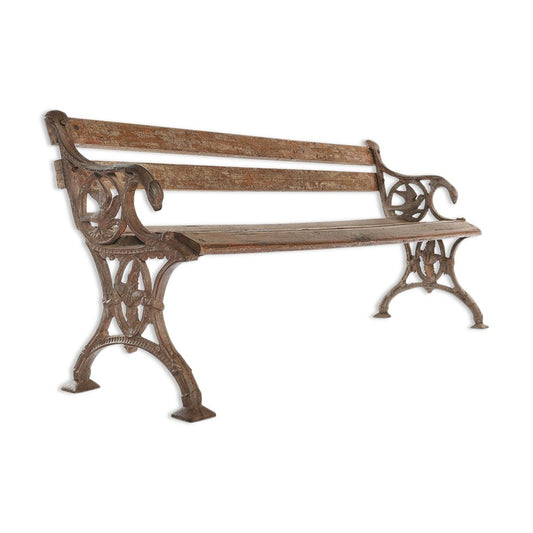 Wood and Cast Iron Bench, 1940s