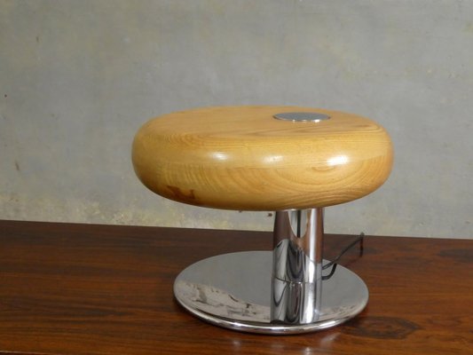 Wood and Chrome Table Lamp, 1970s-QAV-967446