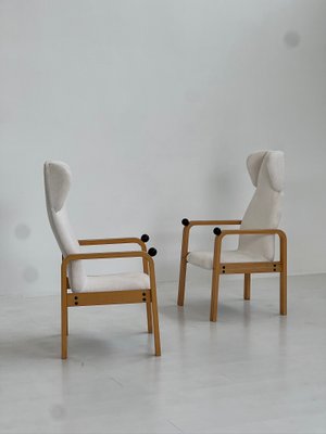 Wood and Fabric Armchairs, 1970s, Set of 2-GTS-2020216