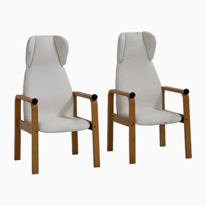 Wood and Fabric Armchairs, 1970s, Set of 2-GTS-2020216